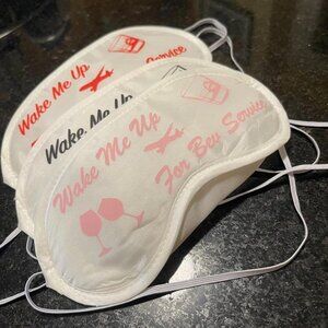 First Class Sleeping Mask ( White w/ Pink Font)